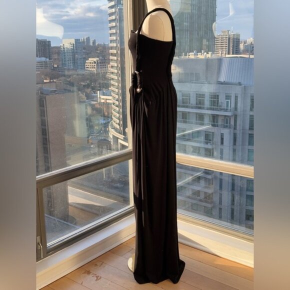 🆕 SIMKHAI 🧿 NWOT Sone Twisted One Shoulder Gown, Silver Ring, Black - Sz US 6 - Picture 8 of 16